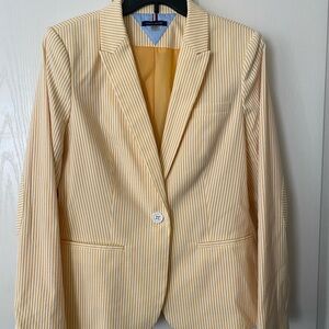 Tommy Hilfiger Yellow Seersucker Striped Blazer